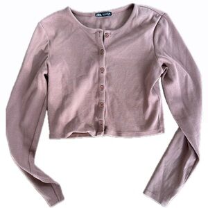 Zara - Long Sleeve Button-Up Crop Top